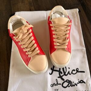 ALICE & OLIVIA ACBC Darling Two-Tone LogO Lady Sneakers Sz 38 US 7.5 NIB $200!!!